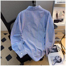 日系复古条纹长袖衬衫男秋季街头宽松休闲衬衣SC215P26，男装衬衫，星座1013-1