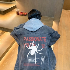 2025新款港风春季男士牛仔外套大码连帽（可拆卸）夹克JK1066-P88，男装夹克，星座1103-3