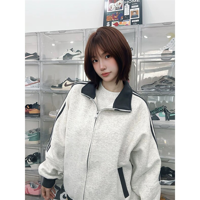 抖音得物高品质美式高街重磅结构设计拼接织带立领卫衣外套CM42,男装卫衣,电商A486