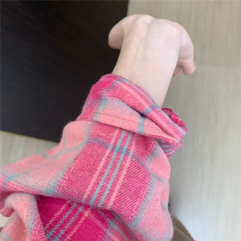 新款纯棉格子衬衫女宽松显瘦休闲百搭薄款衬衣外搭开衫潮,男装衬衫,星座1210-1