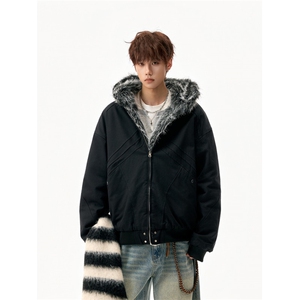 档口现货 重磅帆布+通体仿兔毛座山雕毛领潮牌棉服 DM8220-P138，男装棉衣，星座603