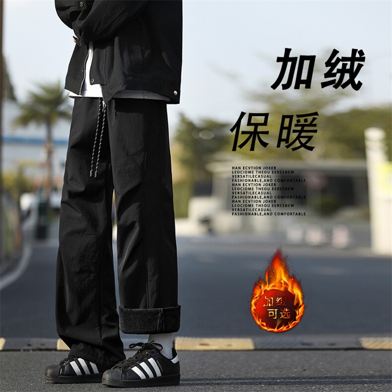 美式褶皱加绒休闲裤高街宽松直筒保暖阔腿裤子JRTP11:3059.9图片