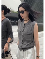 女士天丝轻简时尚舒适百搭双兜坎肩马甲，女装马甲，雪真羊绒