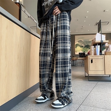 秋季高街vibe潮牌百搭长裤小香风格子宽松直筒裤男生K7321-P42，男装休闲裤，星座512-3