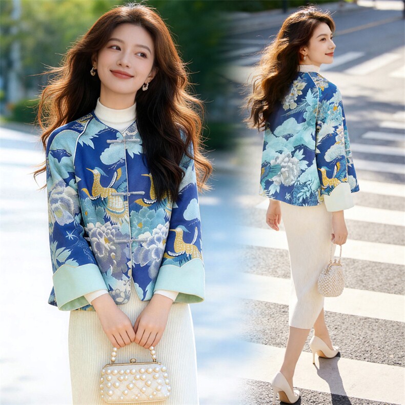 芷墨春季新款新中式盘扣设计感复古外套日常气质显瘦显瘦短开衫女，女装短外套，芷墨服饰