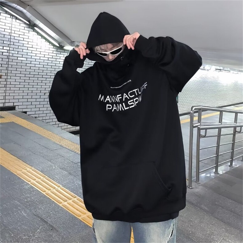 F04-P48高级感半高领连帽卫衣男士秋季美式复古oversize潮牌上衣,男装卫衣,星座512-6