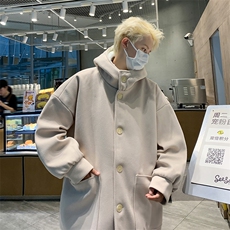 高品质冬款男中长款大衣羊羔毛工装大口袋单排扣风衣外套DY51P85，男装风衣，星座1013-1