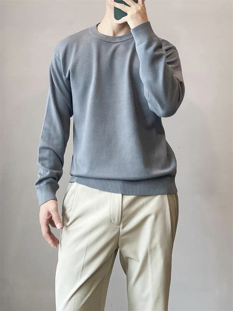 圆领套头毛衣厚实抗起球打底衫针织衫E88850-P50,男装T恤,星座1012-1