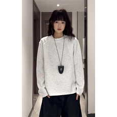 抖音得物高品质美式高街重磅曼巴棉cleanfit螺纹拼接卫衣长袖T恤，男装T恤，电商A486-1