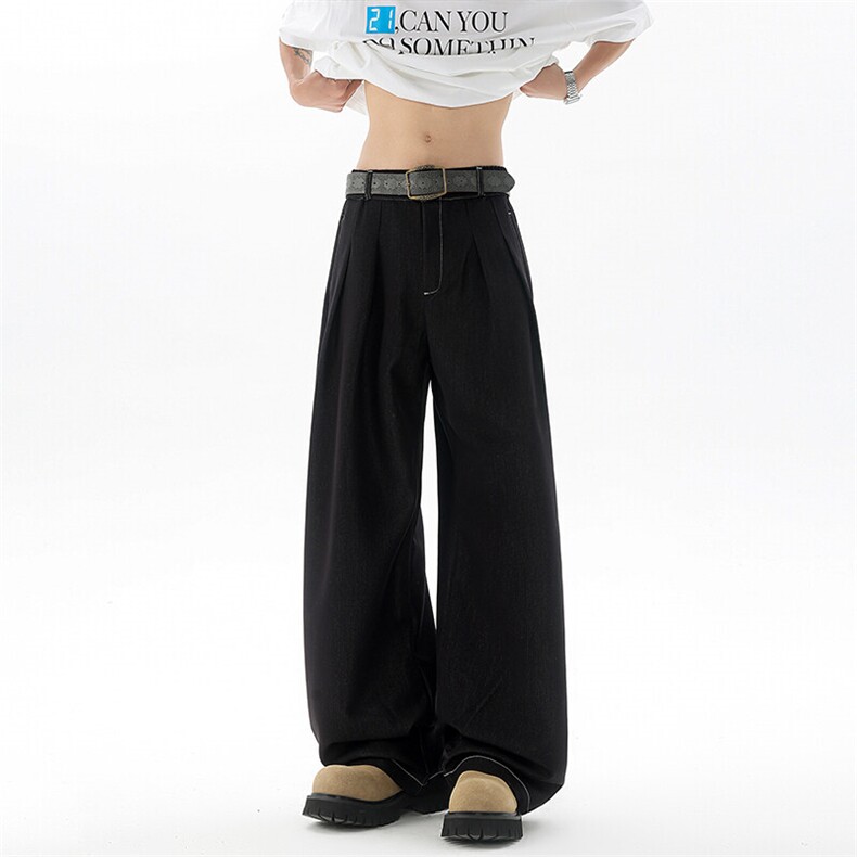 8XL-M冰丝仿牛仔裤男百搭简约阔腿宽松弯道直筒休闲裤男K9150,男装休闲裤,电商D206-1