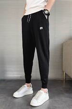 网红潮牌针织卫裤男韩版修身束脚裤纯色休闲运动裤社会小伙裤子图片