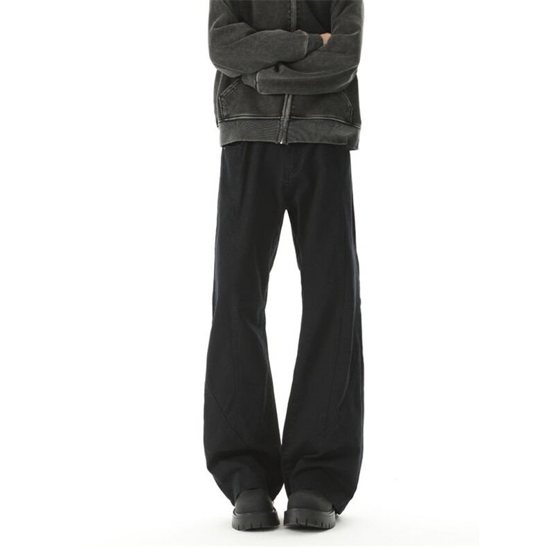B221美式ins高街暗黑宽松直筒洗褪拼接牛仔裤LK25433-特P50控88，男装牛仔裤，电商B221
