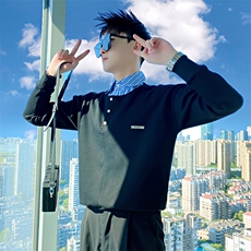 AW192/特P78控108秋季社会小伙潮流高级感拼接假两件衬衫男黑首，男装衬衫，星座305B-1