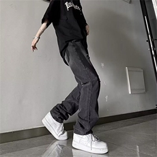 欧美vibe风高街破洞补丁拼接牛仔裤男女春秋季新款青少年炸街裤子，男装牛仔裤，星座506A