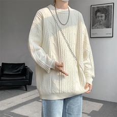 8XL-M圆领毛衣男秋冬季宽松慵懒套头麻花针织衫毛线衣MY19005P68，男装针织衫/毛衣，电商B312