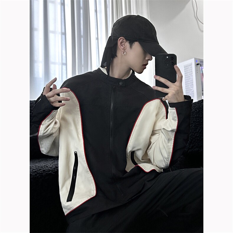 B221美式ins高街暗黑痞帅型男机车服外套上衣SY2306-P90控118,男装夹克,电商B221