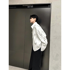 短款皮衣外套男潮高级感小众机车服美式高街痞帅工装夹克JK8505，男装夹克，星座1116A（原606A-3）
