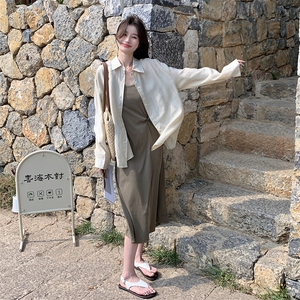 新中式盘扣防晒衣衬衫女2025夏季新款轻熟风吊带连衣裙图片