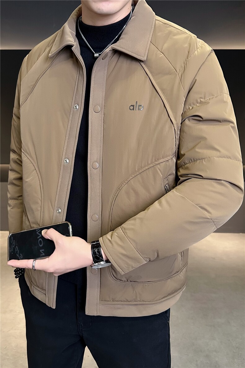 M-4XLB3539829P185咖色2025翻领衬衫款轻薄冬季男羽绒服外套,男装衬衫,电商B353