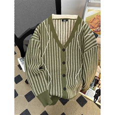 MM372-P60美式复古新款慵懒风休闲V领开衫毛衣针织外套，男装针织衫/毛衣，星座617A-2