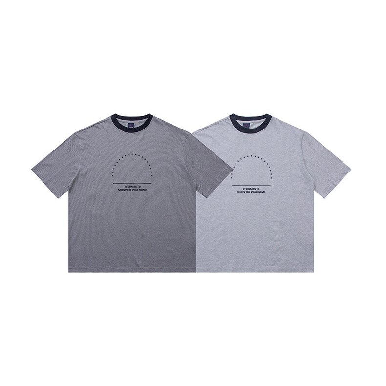 PL1235200克印花舒适宽松撞色领短袖T恤，男装T恤，电商基地S002