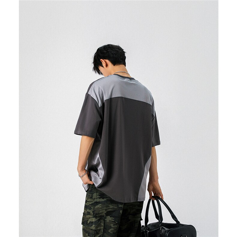 凉感双色拼接设计羽毛球球服大码M-5XL短袖T恤男DX78029P50控78,男装T恤,星座226-1
