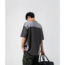 凉感双色拼接设计羽毛球球服大码M-5XL短袖T恤男DX78029P50控78，男装T恤，星座226-1