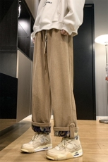 XZ213-DK2002-P55控68港风大码美式灯芯绒卷边设计感阔腿休闲裤，男装休闲裤，星座213