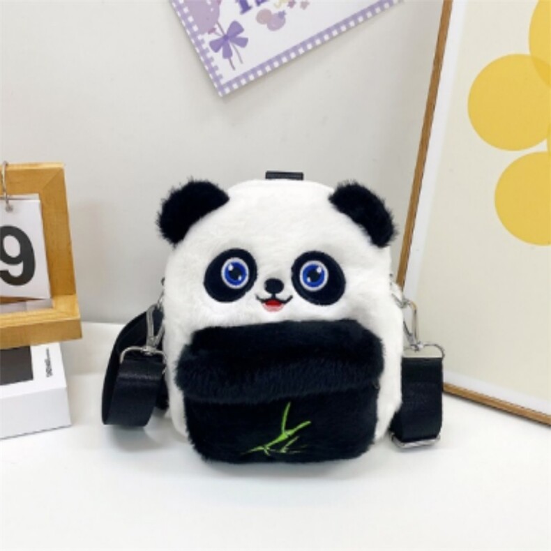 竹子熊猫斜挎包18cm，德霖毛绒玩具厂