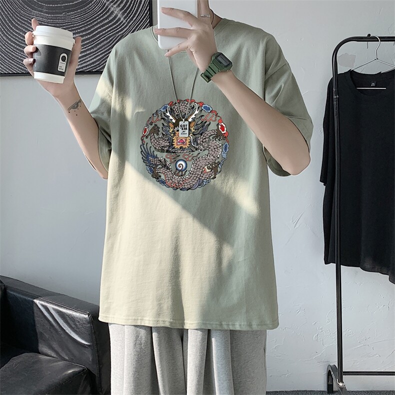 T1545P25港风室内潮牌图案印花圆领短袖T恤宽松大码男士T恤,男装T恤,星座510A-1