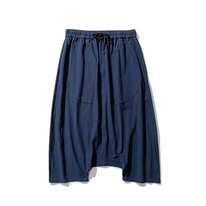 夏季 工装棉麻短裤男日系裤子男款阔腿裤过膝7八分裤港风 K78/P55图片