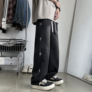 美式高街小众牛仔裤男 个性百搭休闲裤N9007/P41图片
