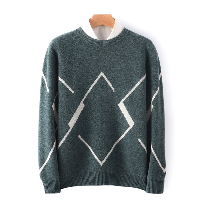 男士圆领长袖毛衣修身针织衫舒适时尚百搭羊毛男装上衣，男装羊毛衫，琳华羊绒