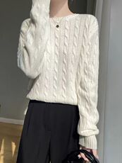 2025年秋季长袖时尚百搭通勤简约休闲麻花,女装针织衫/毛衣,百色羊绒, 2025年秋季长袖时尚百搭通勤简约休闲麻花,女装针织衫/毛衣,百色羊绒,