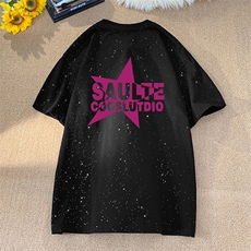 可48小时发货支持抖音得物来样二开美式满天星亮片短袖T恤MTX668，男装T恤，电商A486