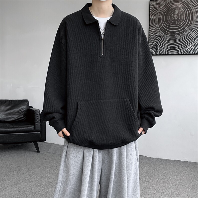8XL-M半拉链卫衣男日系复古翻领休闲百搭外套大码上衣服WY003P50,男装卫衣,电商B312