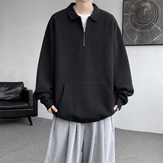 8XL-M半拉链卫衣男日系复古翻领休闲百搭外套大码上衣服WY003P50，男装卫衣，电商B312