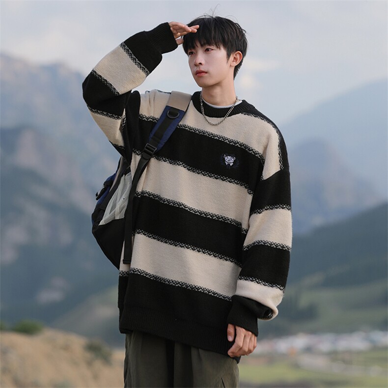 现货秋冬圆领刺绣百搭毛衣针织衫8004P50，男装针织衫/毛衣，星座1504（原917）