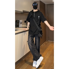 数据款！夏季新款重仓鹿皮绒连帽体恤RTM3215-P50控78，男装T恤，电商B370