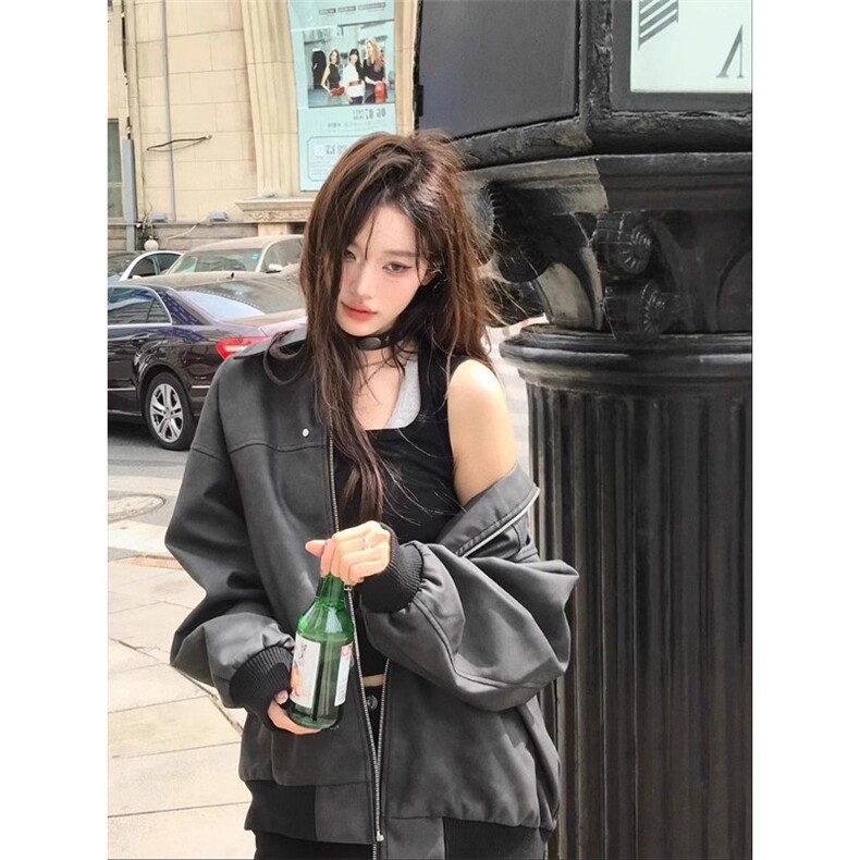美式潮牌PU皮夹克男女重磅复古cleanfit皮衣外套高街痞帅翻领上衣,男装夹克,星座506A