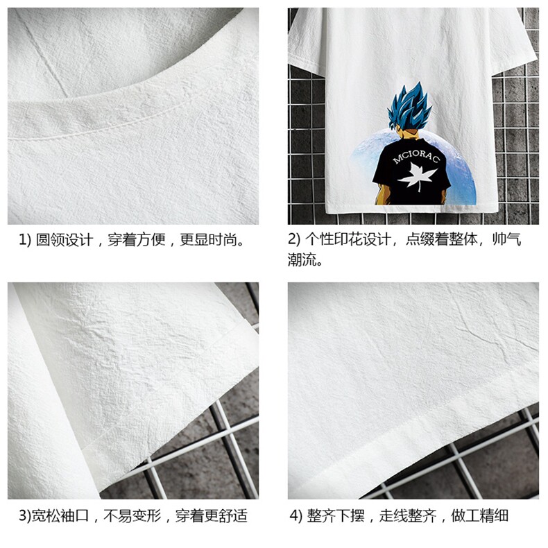 YT26154-P30亚麻短袖t恤男大码五分袖男宽松七分袖网格挂拍,男装T恤,电商A040A