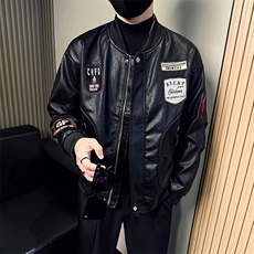 男士皮衣秋季新款棒球领PU皮夹克外套A368-QY9805-P118，男装夹克，电商A368