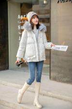 时尚休闲羽绒服，大毛领中长款，短款上市，白鸭90绒，女装羽绒服，艾瑞斯丽