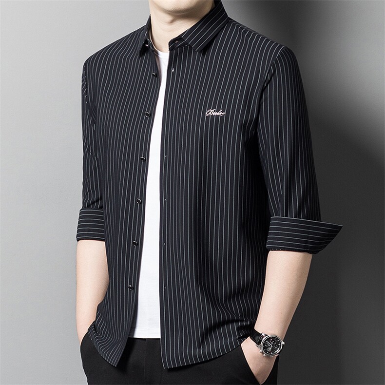 AFLY7610钱塘2020-3中年男士春旗薄款新款休闲简约长袖衬衣P65,男装衬衫,钱塘207-3