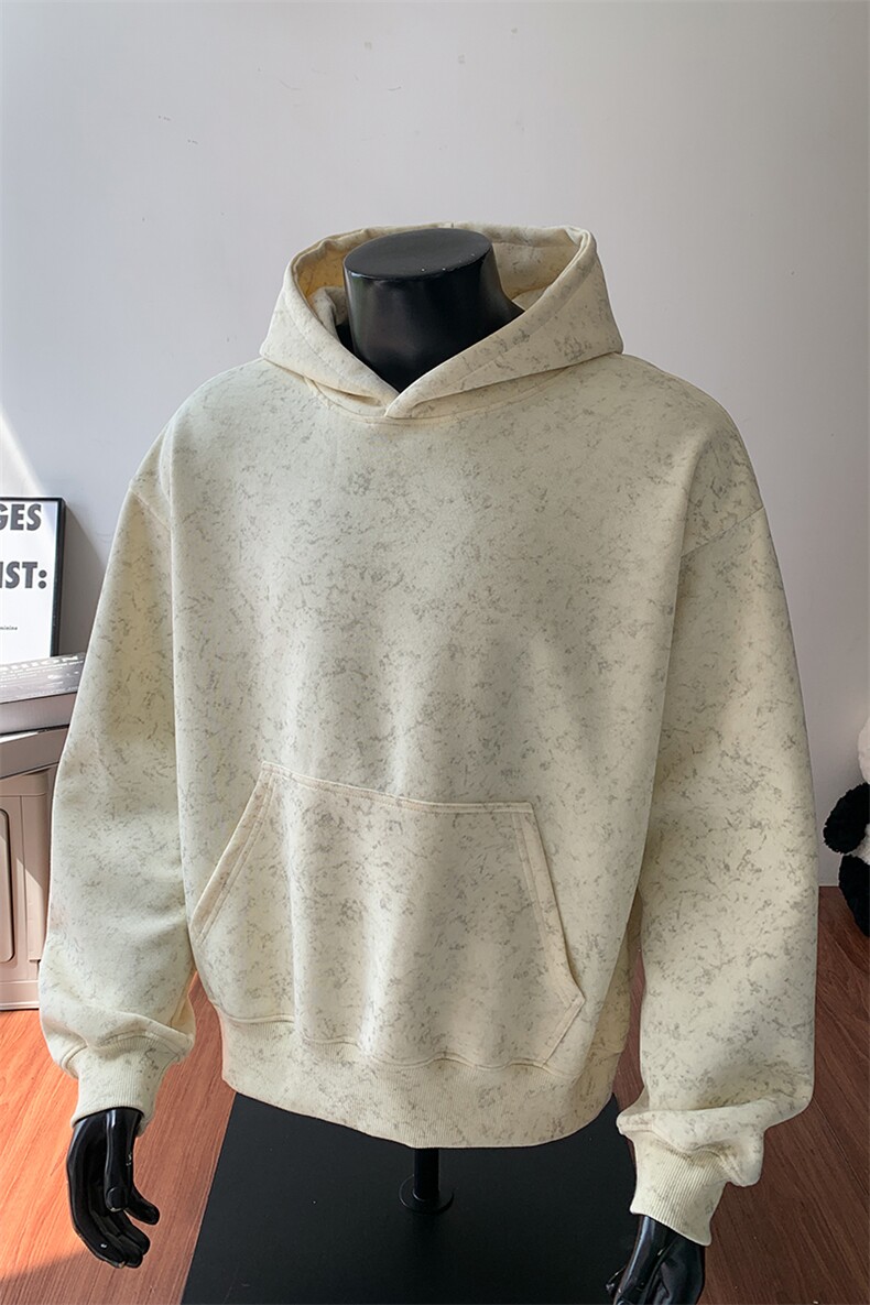 水洗扎染连帽加绒奥粒绒重磅无帽绳500克卫衣外套男RH5310JR-P60,女装短外套,星座610B-1