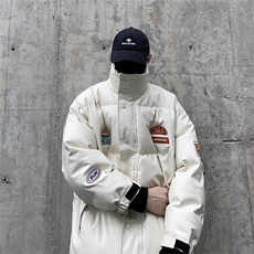 冬季加厚ins潮流立领宽松棉服美式潮牌PU皮赛车服外套W7979-P92，男装棉衣，星座512-4
