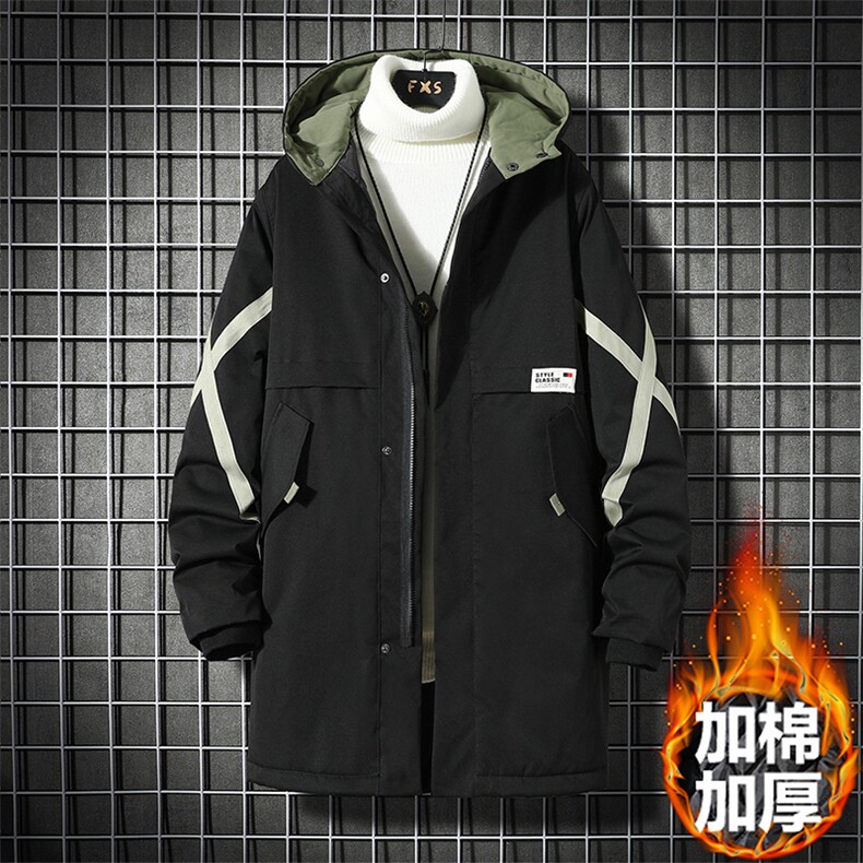 8XL~M2023冬季新款加棉加厚连帽中长款棉衣加肥加大码宽松棉袄男,男装棉衣,钱塘717(原712)