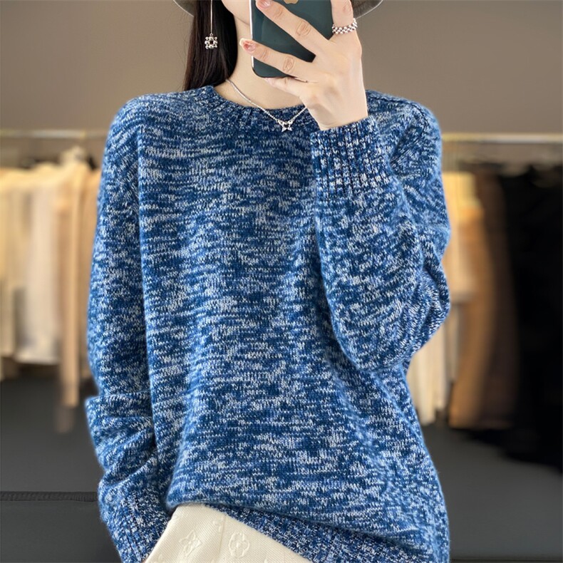 2024年秋冬季澳洲羊毛慵懒加厚花纱羊毛衫,女装羊毛衫,忠诺羊绒