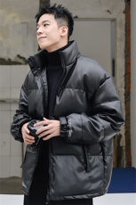 PU皮棉衣男韩版加厚冬季男装立领棉服301D-1-GM02-P135不低168，男装棉衣，星座1302