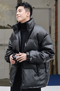 PU皮棉衣男韩版加厚冬季男装立领棉服301D-1-GM02-P135不低168图片